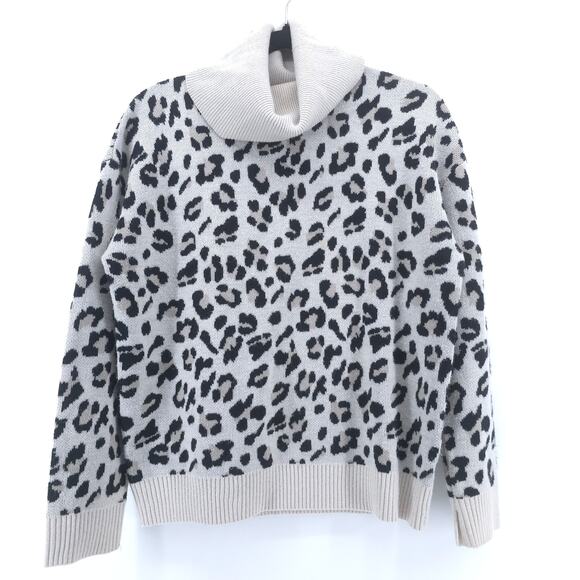 Kut from the Kloth Boxy Neutral Animal Leopard Print CowlNeck Pullover Sweater S - Picture 1 of 13
